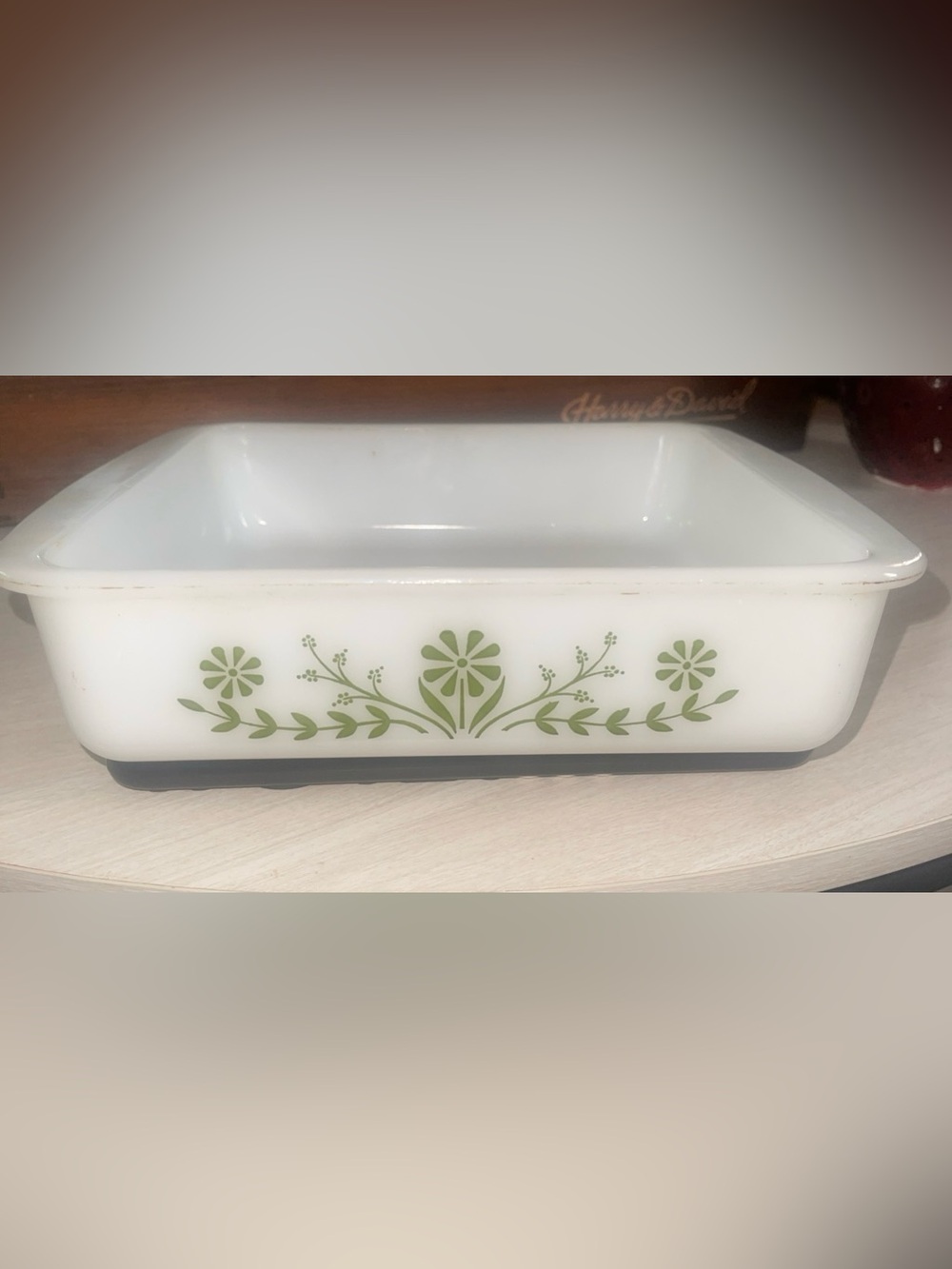 Pyrex Glasbake 8" Square Casserole Dish Olive Daisy Vintage Brownie Pan Retro